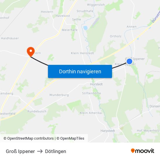 Groß Ippener to Dötlingen map