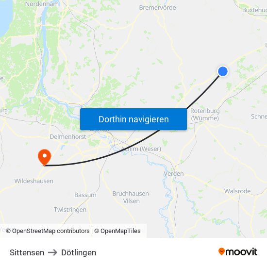 Sittensen to Dötlingen map