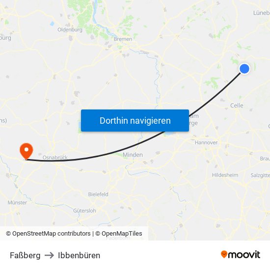 Faßberg to Ibbenbüren map
