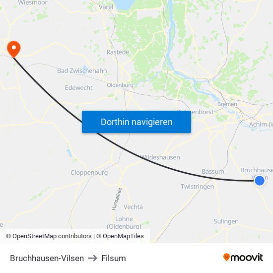Bruchhausen-Vilsen to Filsum map