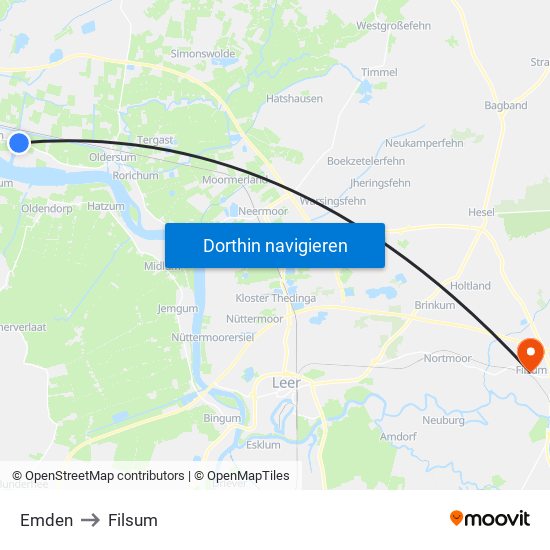 Emden to Filsum map