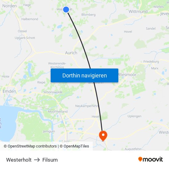 Westerholt to Filsum map