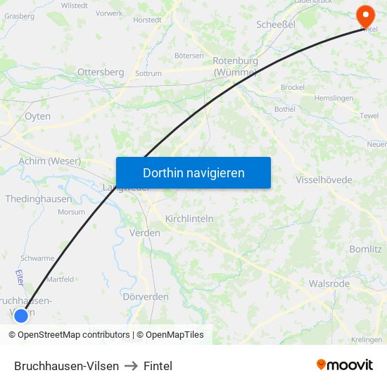 Bruchhausen-Vilsen to Fintel map