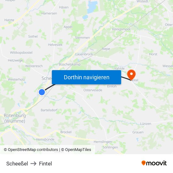 Scheeßel to Fintel map