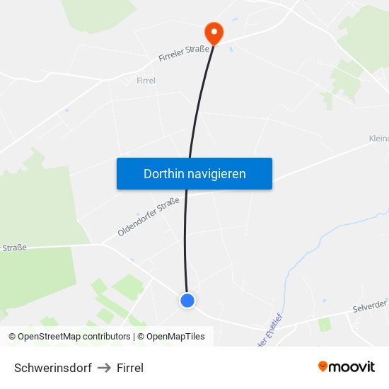 Schwerinsdorf to Firrel map