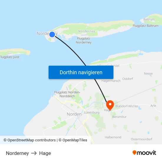 Norderney to Hage map