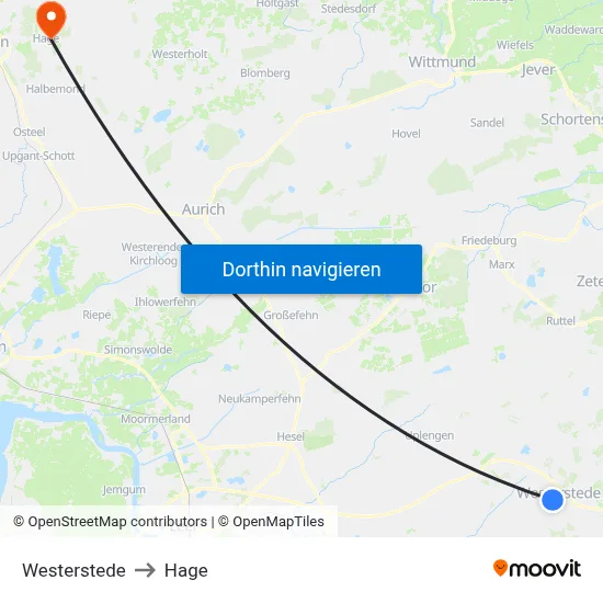 Westerstede to Hage map