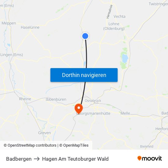 Badbergen to Hagen Am Teutoburger Wald map