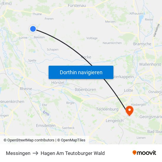 Messingen to Hagen Am Teutoburger Wald map