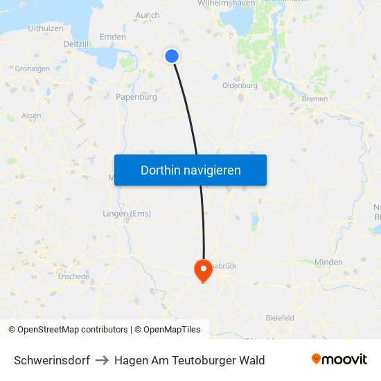 Schwerinsdorf to Hagen Am Teutoburger Wald map