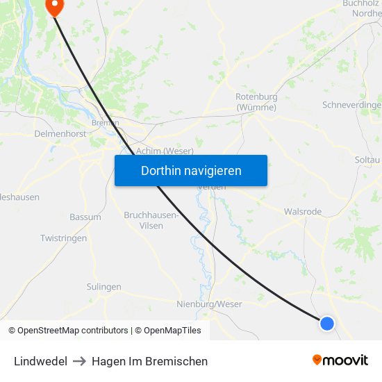 Lindwedel to Hagen Im Bremischen map