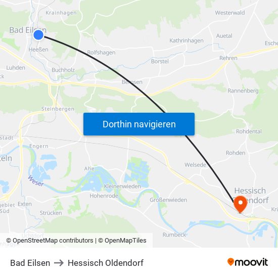 Bad Eilsen to Hessisch Oldendorf map