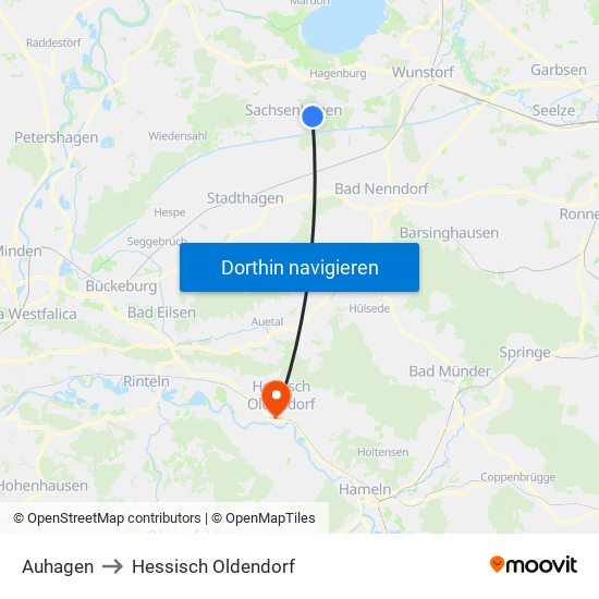 Auhagen to Hessisch Oldendorf map