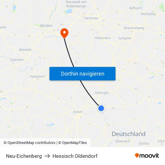 Neu-Eichenberg to Hessisch Oldendorf map