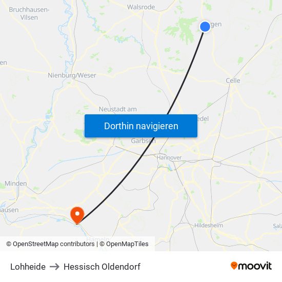 Lohheide to Hessisch Oldendorf map