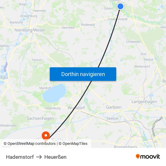 Hademstorf to Heuerßen map