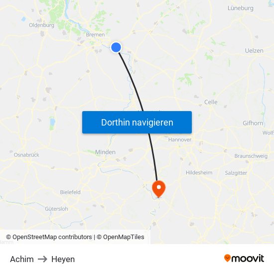 Achim to Heyen map