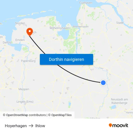 Hoyerhagen to Ihlow map
