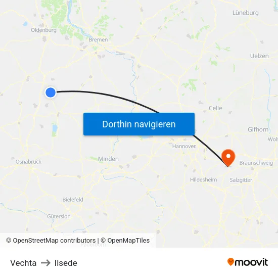 Vechta to Ilsede map