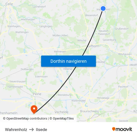 Wahrenholz to Ilsede map