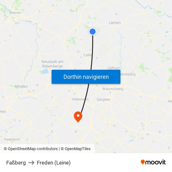 Faßberg to Freden (Leine) map