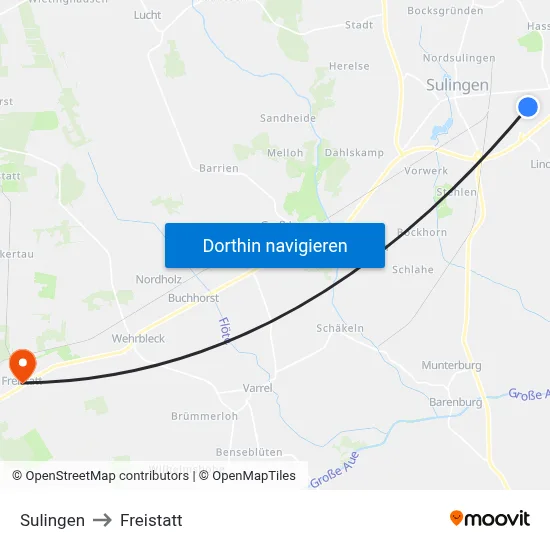 Sulingen to Freistatt map