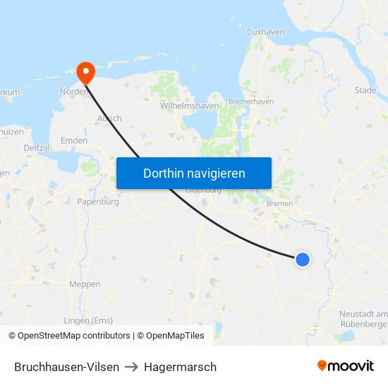 Bruchhausen-Vilsen to Hagermarsch map