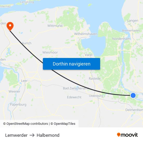 Lemwerder to Halbemond map