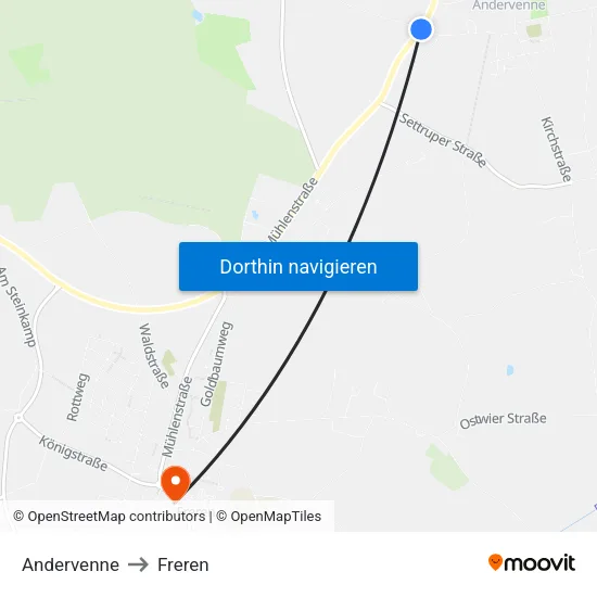 Andervenne to Freren map