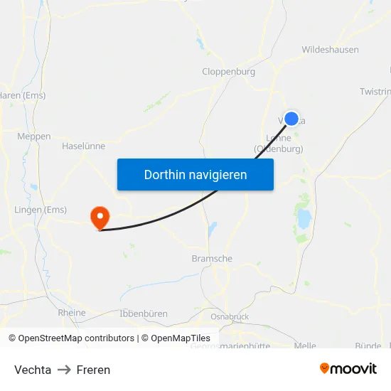 Vechta to Freren map