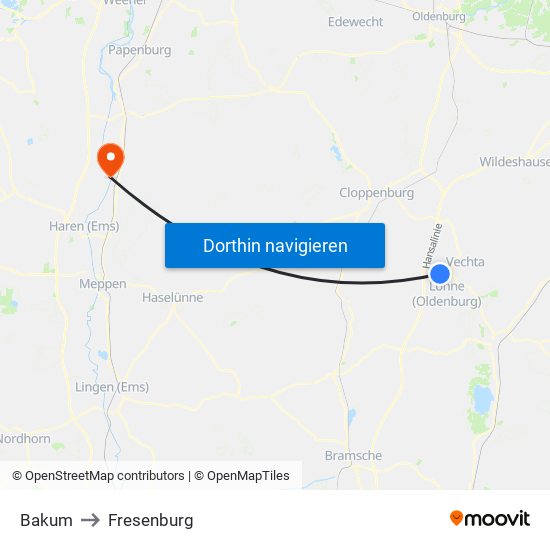 Bakum to Fresenburg map