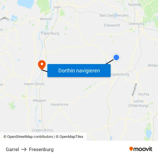 Garrel to Fresenburg map