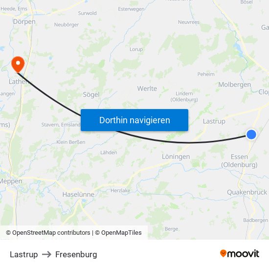 Lastrup to Fresenburg map