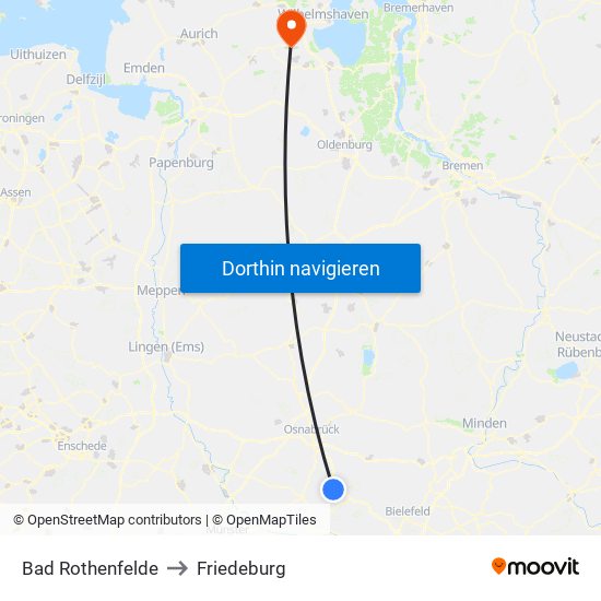 Bad Rothenfelde to Friedeburg map