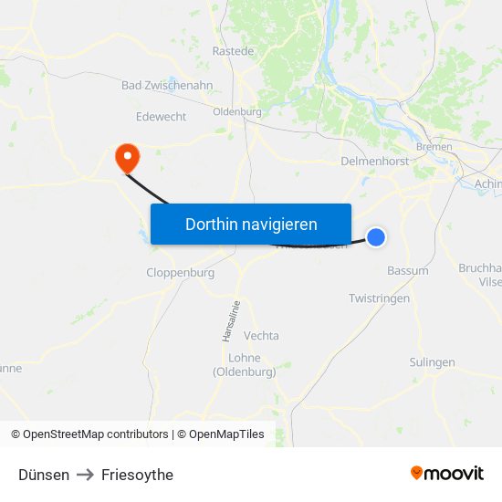 Dünsen to Friesoythe map