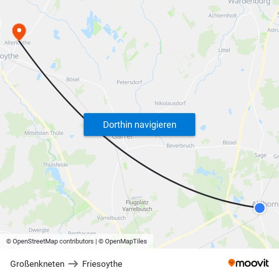 Großenkneten to Friesoythe map