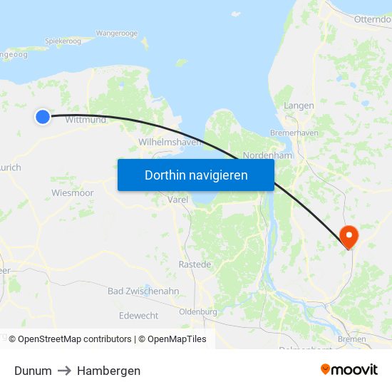 Dunum to Hambergen map