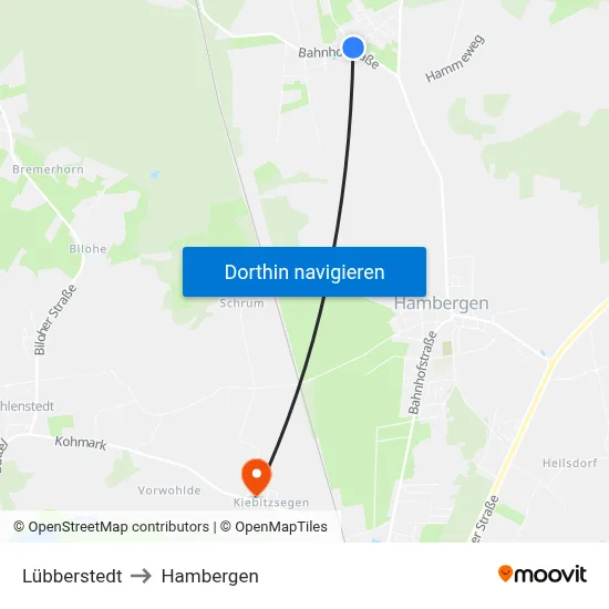 Lübberstedt to Hambergen map