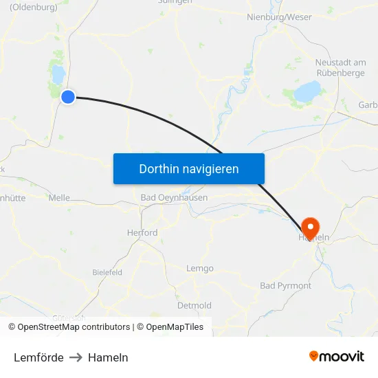Lemförde to Hameln map
