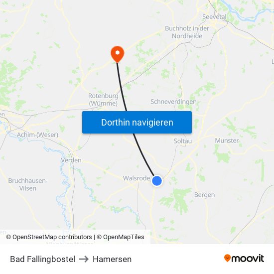 Bad Fallingbostel to Hamersen map