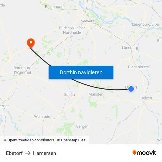 Ebstorf to Hamersen map