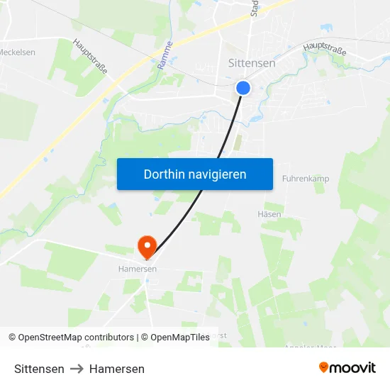 Sittensen to Hamersen map