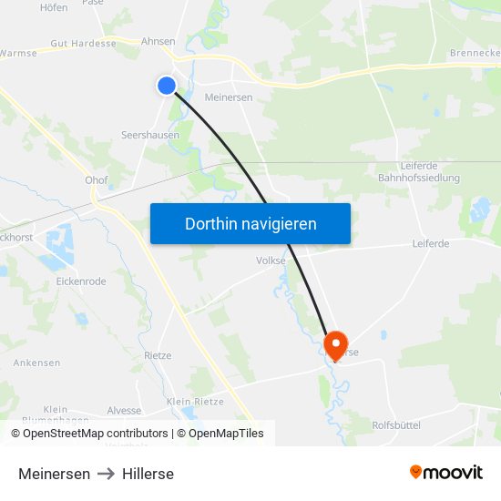 Meinersen to Hillerse map