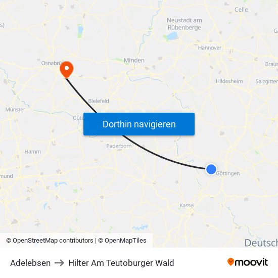 Adelebsen to Hilter Am Teutoburger Wald map