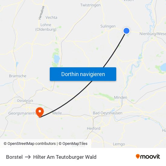 Borstel to Hilter Am Teutoburger Wald map