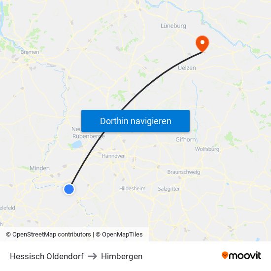 Hessisch Oldendorf to Himbergen map