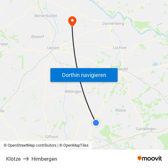 Klötze to Himbergen map