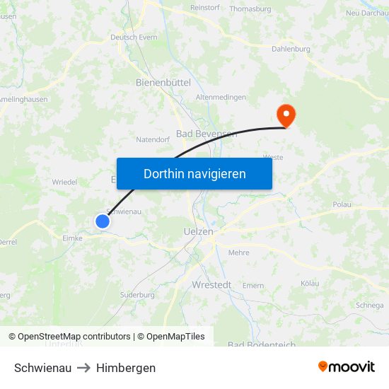 Schwienau to Himbergen map