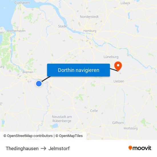 Thedinghausen to Jelmstorf map