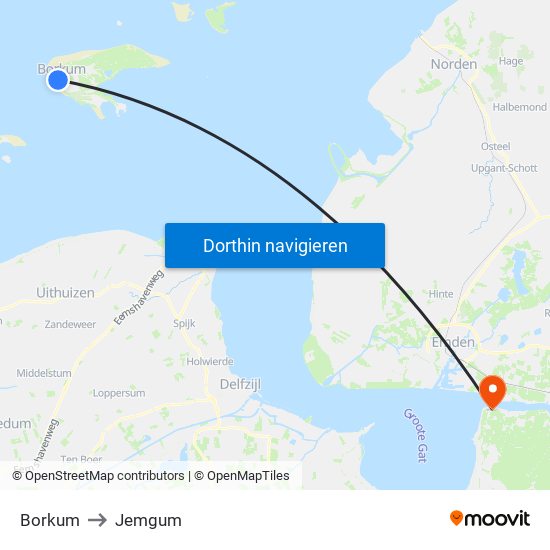 Borkum to Jemgum map